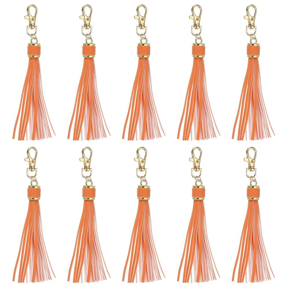 3705 10pcs PU Leather Tassels, 6 Inch Keychain Tassel Charm with Lobster